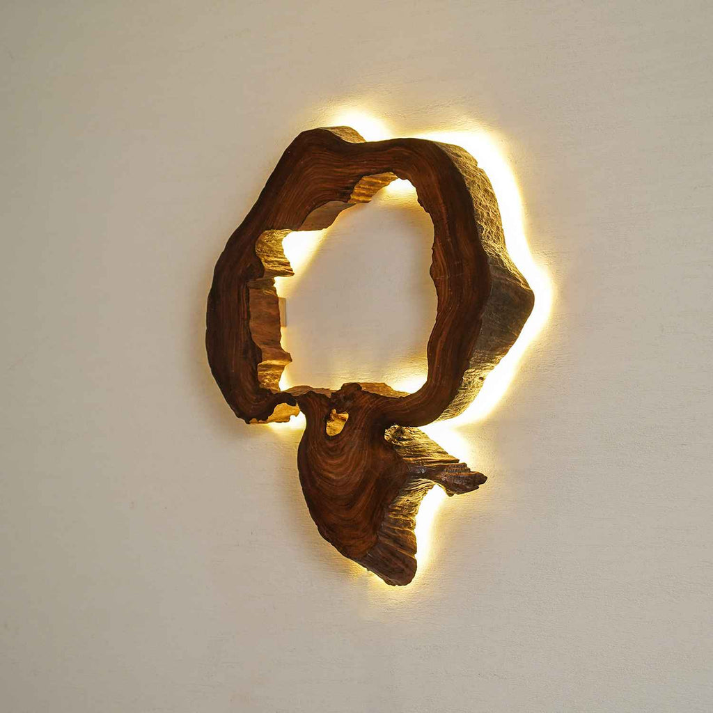 Asymmetrical Wooden LED Wall Light