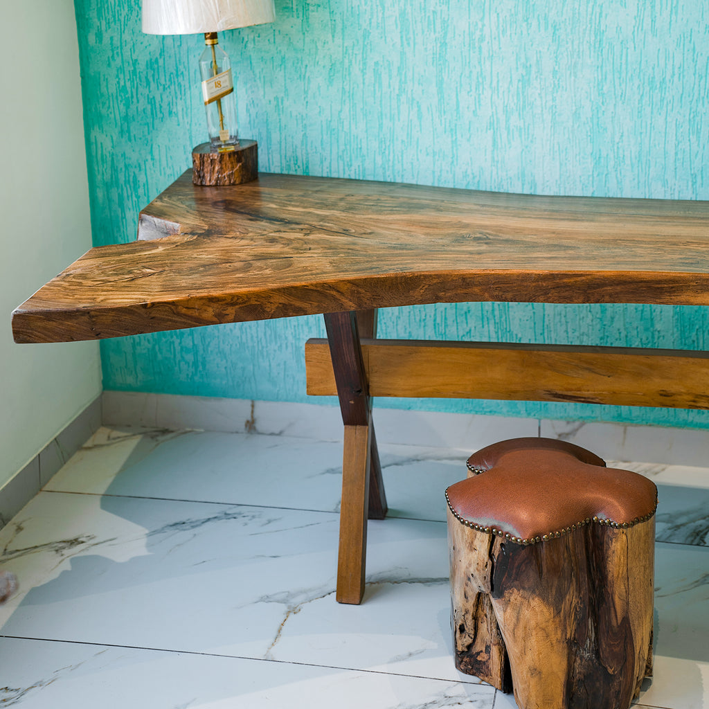 Rustic Teakwood (Sagwan wood) - 8 Seater Dining Table