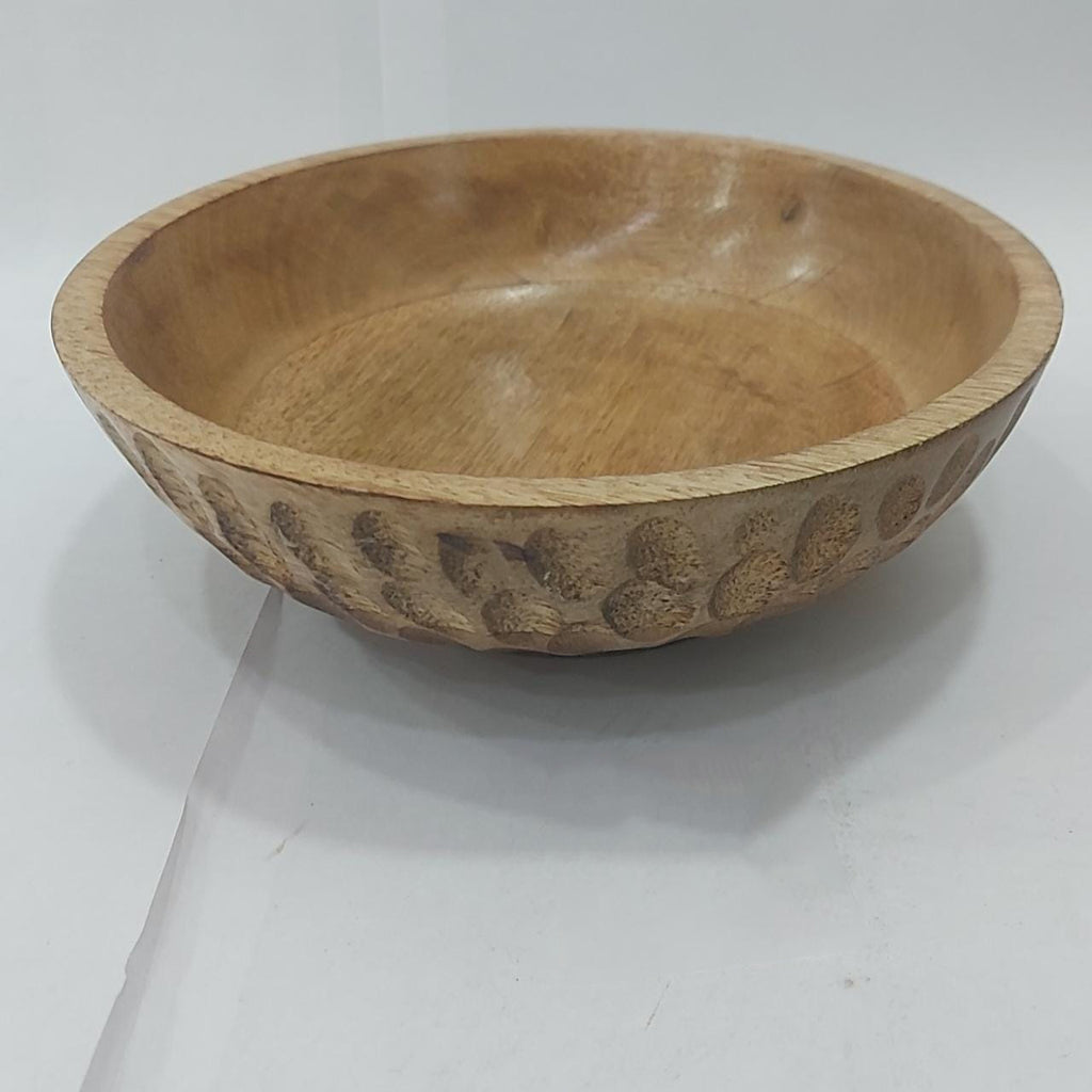 Wooden Bowl with Engraved Dots