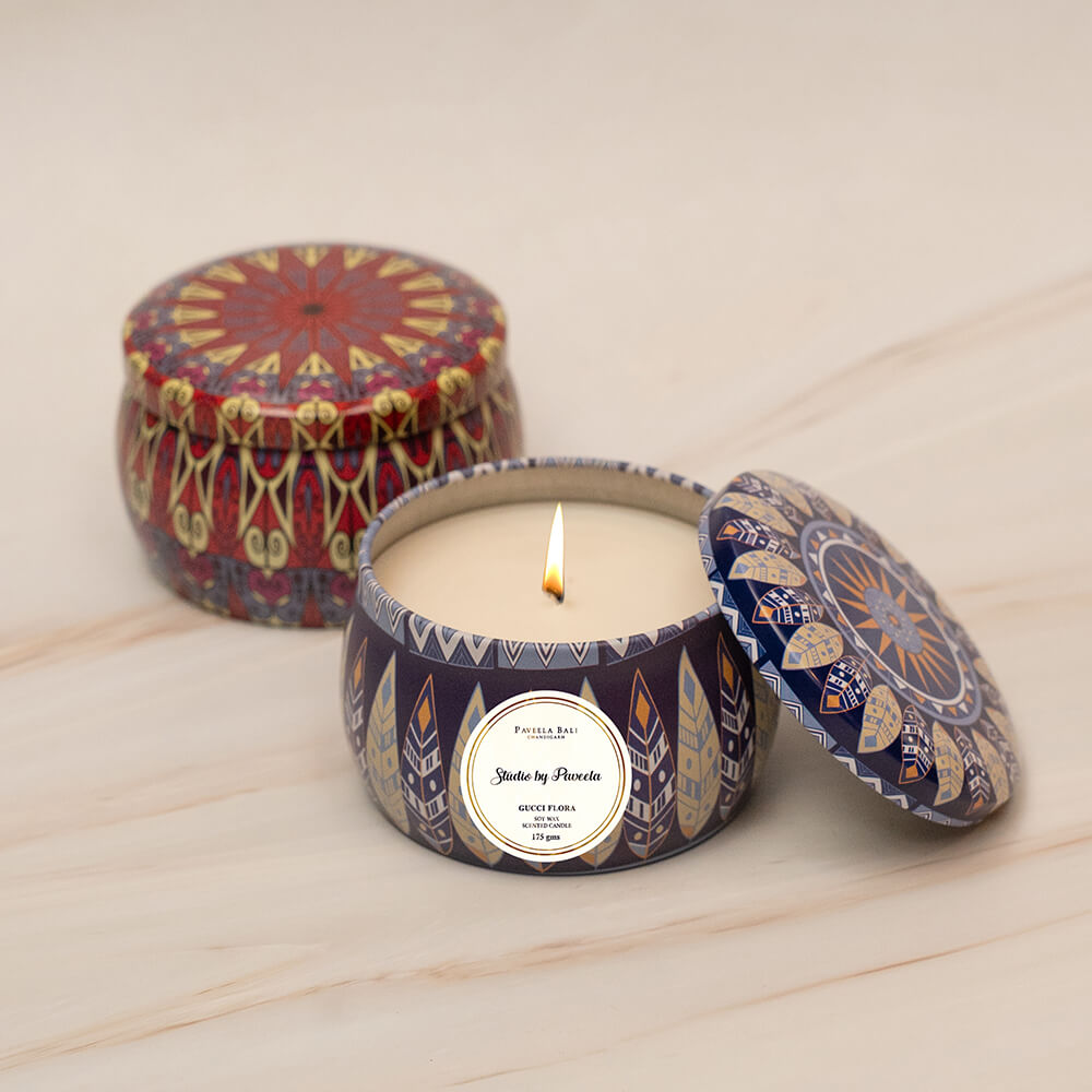 Gucci Flora Scented Candle in a Beautiful Moroccan Design Tin Container