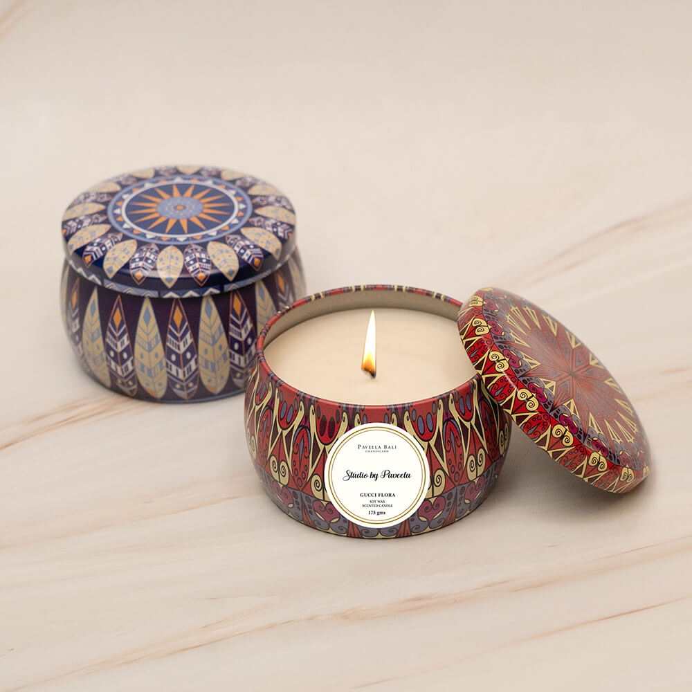 Gucci Flora Scented Candle in a Beautiful Moroccan Design Tin Container