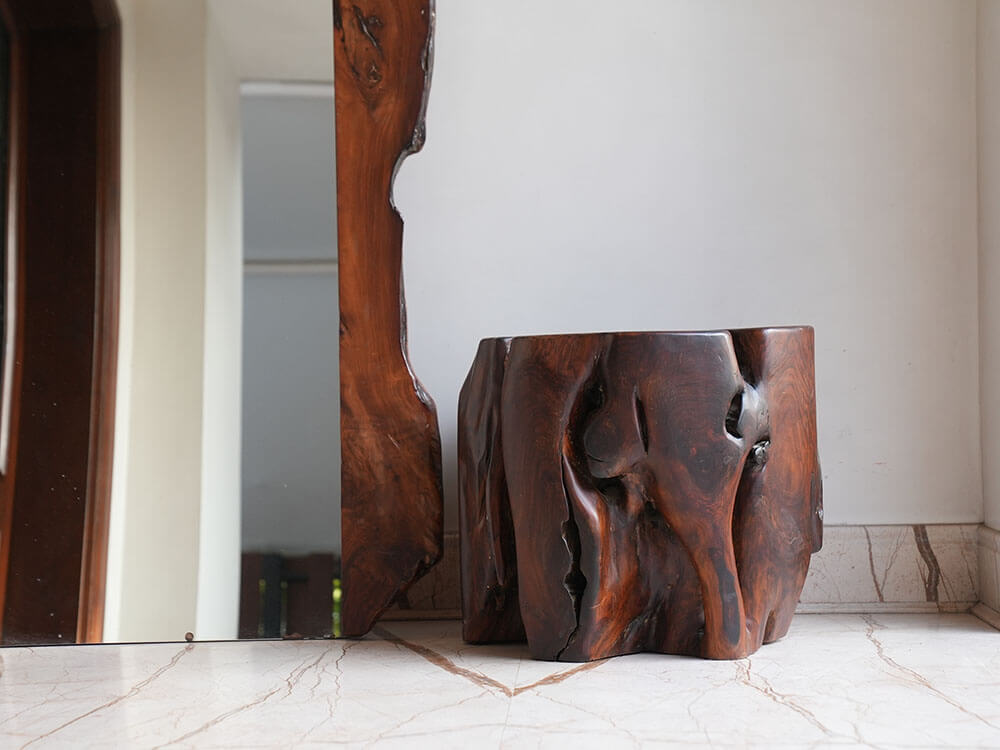 Natural Tree Stump Coffee Table  - in Sheesham Wood