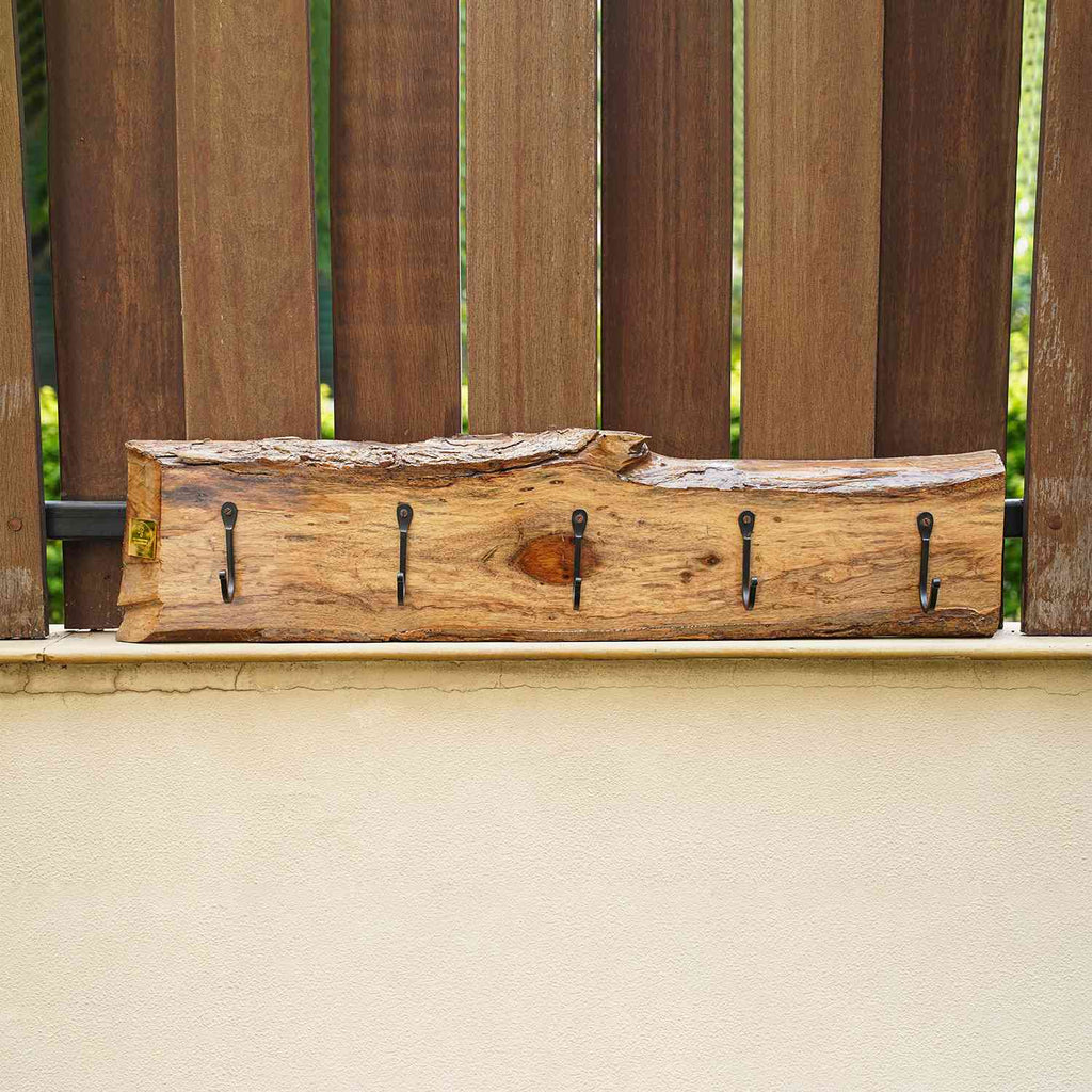Handcrafted Wall Mounted Polish Wood Multiple Hook Hanger