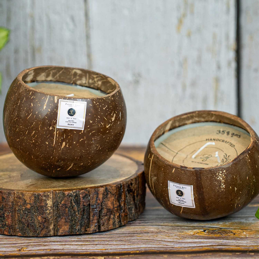 Peony Beeswax Candle - Upcycled Coconut Jar | Studio By Paveela