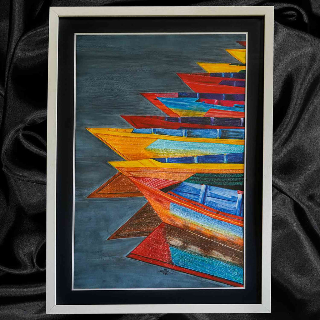 Boats : Pencil color painting